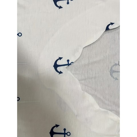 Plus Size Casual Dress, Women's Plus Anchor Print Floral Trim Short Sleeve V Neck Dress