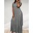 Plus Size Cutout Solid Side Cross Dress, Casual Crew Neck Short Sleeve Ankle Dress, Women's Plus Size Clothing