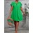 Plus Size Solid Keyhole Knot Dress, Elegant Petal Sleeve Loose Dress For Spring & Summer, Women's Plus Size Clothing