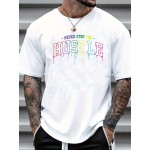 Hustle Print Men's Graphic Design Crew Neck T-shirt - Casual and Comfy for Summer