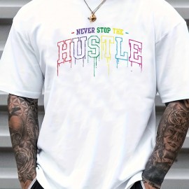 Hustle Print Men's Graphic Design Crew Neck T-shirt - Casual and Comfy for Summer