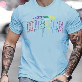 Hustle Print Men's Graphic Design Crew Neck T-shirt - Casual and Comfy for Summer