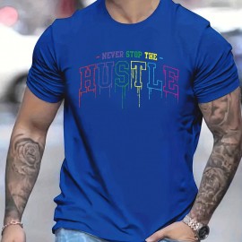 Hustle Print Men's Graphic Design Crew Neck T-shirt - Casual and Comfy for Summer