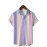 Pastel Colors Stripes Print, Men’s Button Up Short Sleeve Shirt Regular Fit For Beach Summer