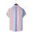 Pastel Colors Stripes Print, Men’s Button Up Short Sleeve Shirt Regular Fit For Beach Summer