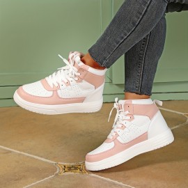 Trendy High-top Women's Sneakers â€“ Lightweight, Comfort Design â€“ Colorblock Lace-Up Style for Casual Wear & Sporty Outings