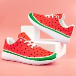 Women's Watermelon Pattern Sneakers, Casual Lace Up Outdoor Shoes, Lightweight Low Top Shoes