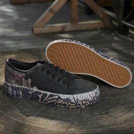 Women's Floral Print Skate Shoes, Fashion Lace Up Low Top Sneakers, Casual Outdoor Walking Shoes