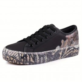 Women's Floral Print Skate Shoes, Fashion Lace Up Low Top Sneakers, Casual Outdoor Walking Shoes
