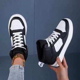 Comfort-Focused Men's High-Top Sneakers: Non-Slip, Stylish Color Block, Perfect for All-Year Outdoor Activities