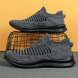 Men's Fashion Knit Breathable Slip On Sneakers, Anti-skid Comfortable Casual Sock Shoes