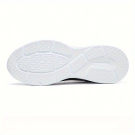 Men's Solid Knit Breathable Running Shoes, Lace Up Comfy Soft Sole Sneakers For Outdoor Jogging