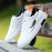Men's Trendy Solid White Shoes With Feather Pattern, Non Slip Lace Up Low Top Sneakers, Comfy For Outdoor Casual Activities Walking Jogging Traveling