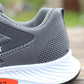 Men's Trendy Solid Colour Woven Knit Breathable Sneakers, Comfy Non Slip Durable Soft Sole Shoes For Men's Outdoor Activities