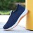 Men's Trendy Solid Colour Woven Knit Breathable Slip On Walking Shoes, Comfy Non Slip Durable Rubber Sole Sneakers For Men's Outdoor Activities