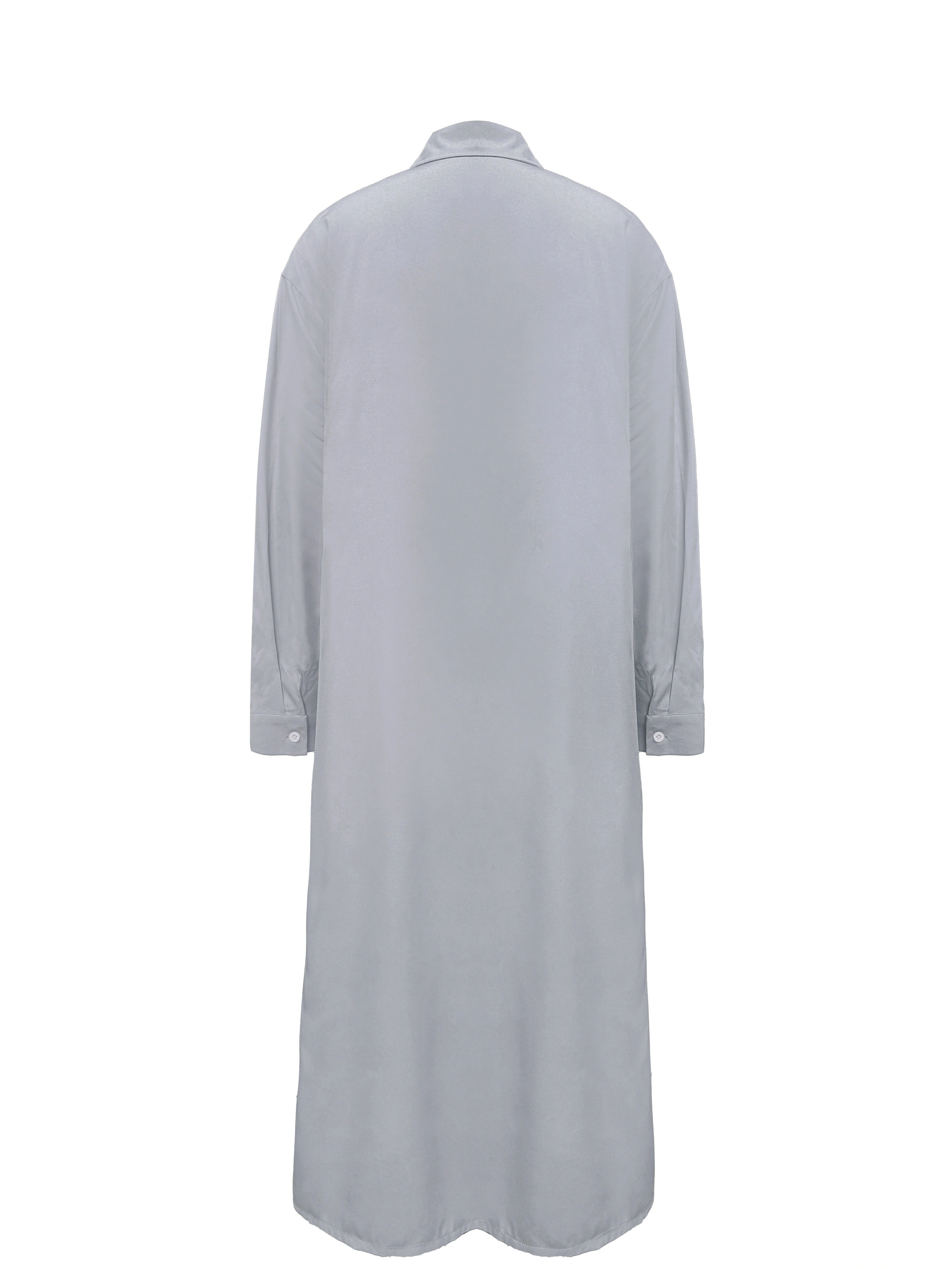 plus size button front solid dress casual   collar long sleeve dress womens plus size clothing details 12