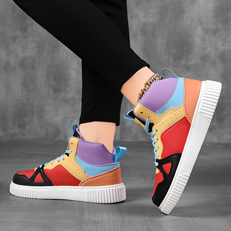 colorblock casual sneakers women s lace platform soft sole details 5
