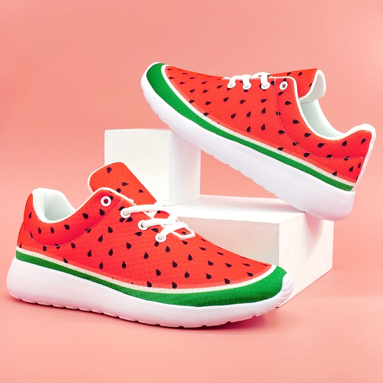women s watermelon pattern sneakers casual lace outdoor details 1